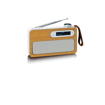 Lenco PDR-040EF - Tragbares DAB+ Radio mit Bluetooth® 5.0 und Uhr und Weckfunktion - 3 Watt RMS - 2000mAh Akku - Bambus