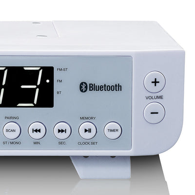Lenco KCR-100WH - FM-Küchenradio mit Bluetooth®, LED-Beleuchtung und Timer - Weiß