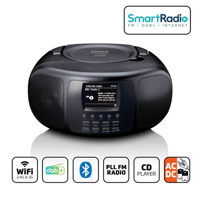 Lenco SCD-6000BK - Tragbares Internetradio mit DAB+/FM, Bluetooth®, CD-Player und großem LCD-Farbdisplay - Schwarz