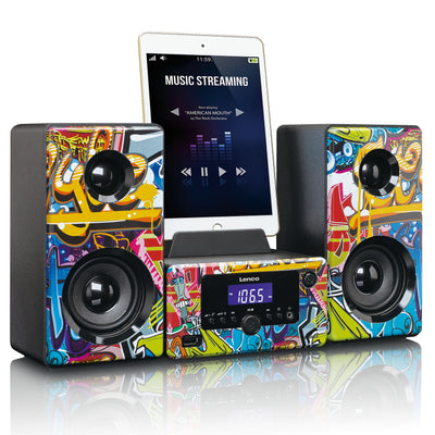 Lenco MC-020 Tags - Mikro-Stereoanlage mit FM-Radio, Bluetooth®, USB und AUX-Eingang - Tags