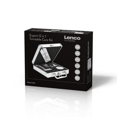 Lenco TTA-12IN1PRO - Professionelles 12-in-1 Plattenspieler-Zubehörset - Deluxe-Set für Schallplattenreinigung - Silber