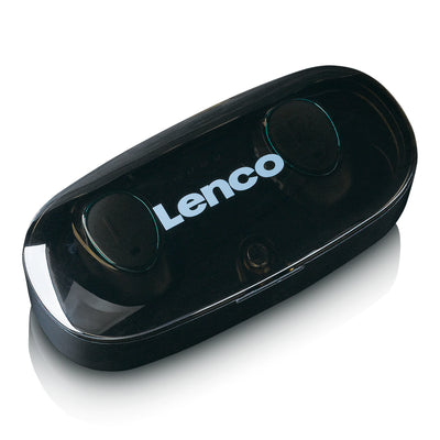 Lenco EPB-410BK - Bluetooth® IPX4 TWS Ohrenstöpsel mit Powerbank - Schwarz