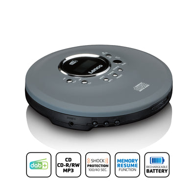 Lenco CD-400GY - Tragbarer CD/MP3-Player für CD, CD-R, CD-RW