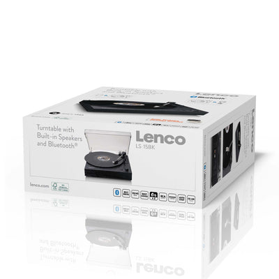 Lenco LS-15BK - Plattenspieler mit Bluetooth®, zwei integrierten Lautsprechern und AT3600L Tonabnehmer - Schwarz