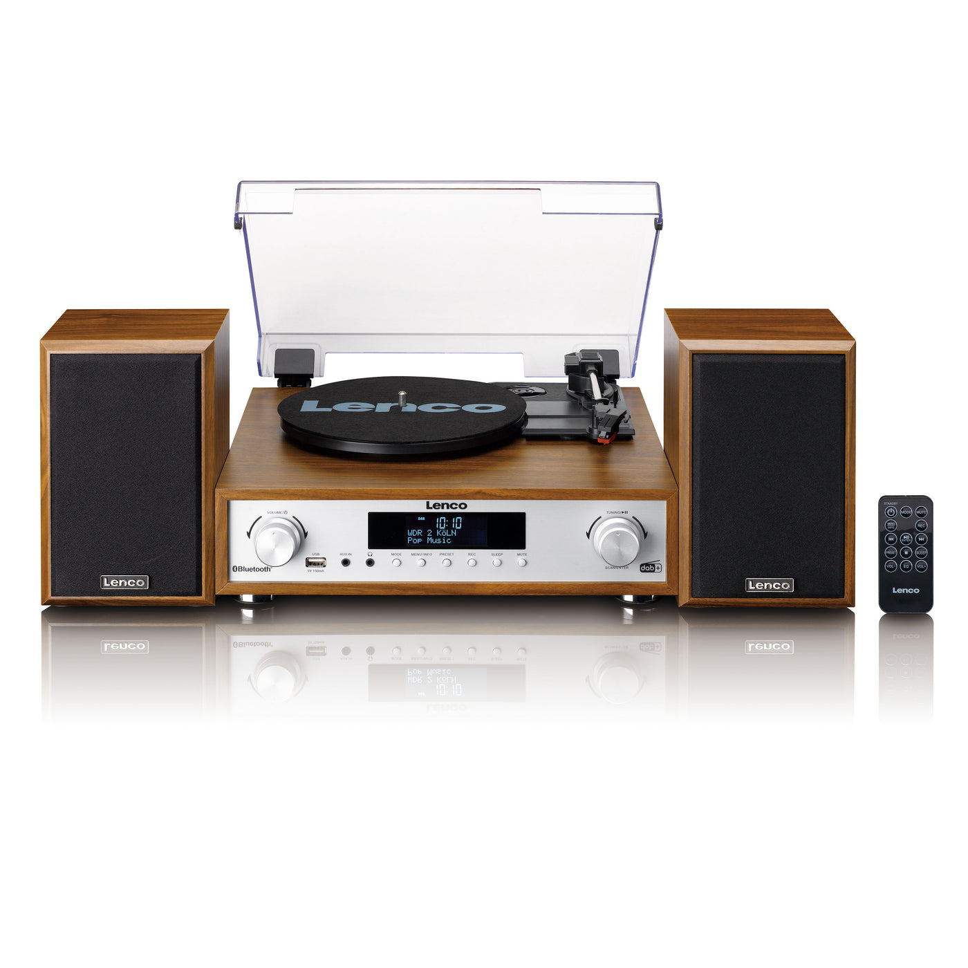 Lenco MC-160WD - HiFi Stereoanlage mit Plattenspieler, DAB+/FM-Radio und Bluetooth® - Holz