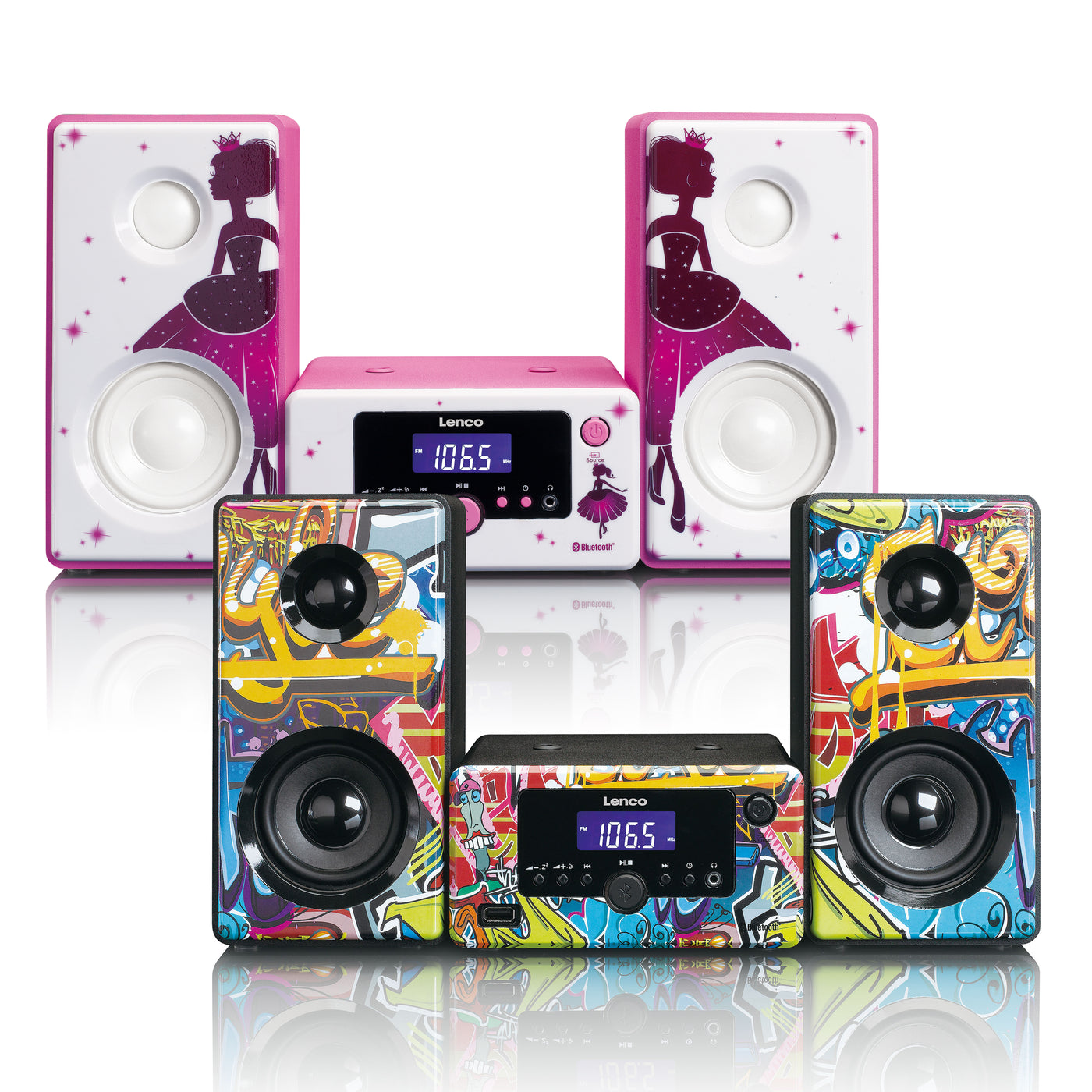 Lenco MC-020 Tags - Mikro-Stereoanlage mit FM-Radio, Bluetooth®, USB und AUX-Eingang - Tags
