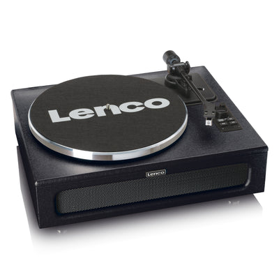 Lenco LS-430BK - Plattenspieler mit 4 eingebauten Lautsprechern - 40 Watt RMS - Bluetooth® - Kunstleder Schwarz