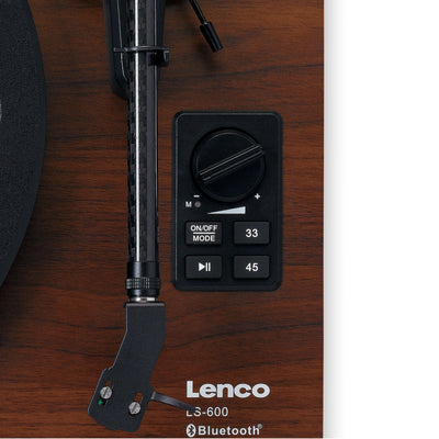 Lenco LS-600WA - Bluetooth® Plattenspieler mit zwei externen Lautsprechern und 2 x 30 Watt RMS - Walnuss