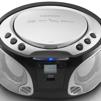 Lenco SCD-550SI - Tragbares FM-Radio mit CD/MP3-Player - Bluetooth® - USB-Anschluß - Lichteffekte - Kopfhörerausgang - Silber