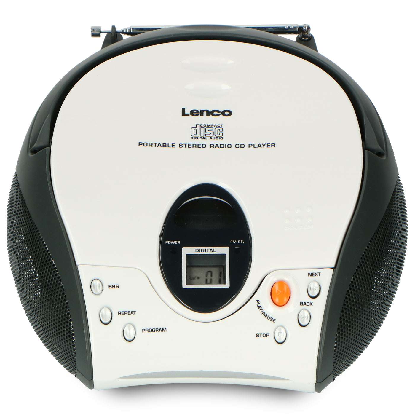 Lenco SCD-24 white - Tragbares FM-Radio mit CD-Player - Kopfhöreranschluß - Weiß