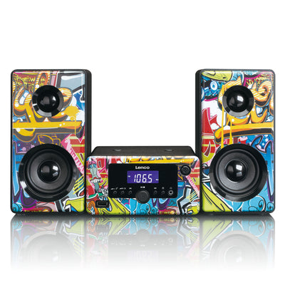 Lenco MC-020 Tags - Mikro-Stereoanlage mit FM-Radio, Bluetooth®, USB und AUX-Eingang - Tags