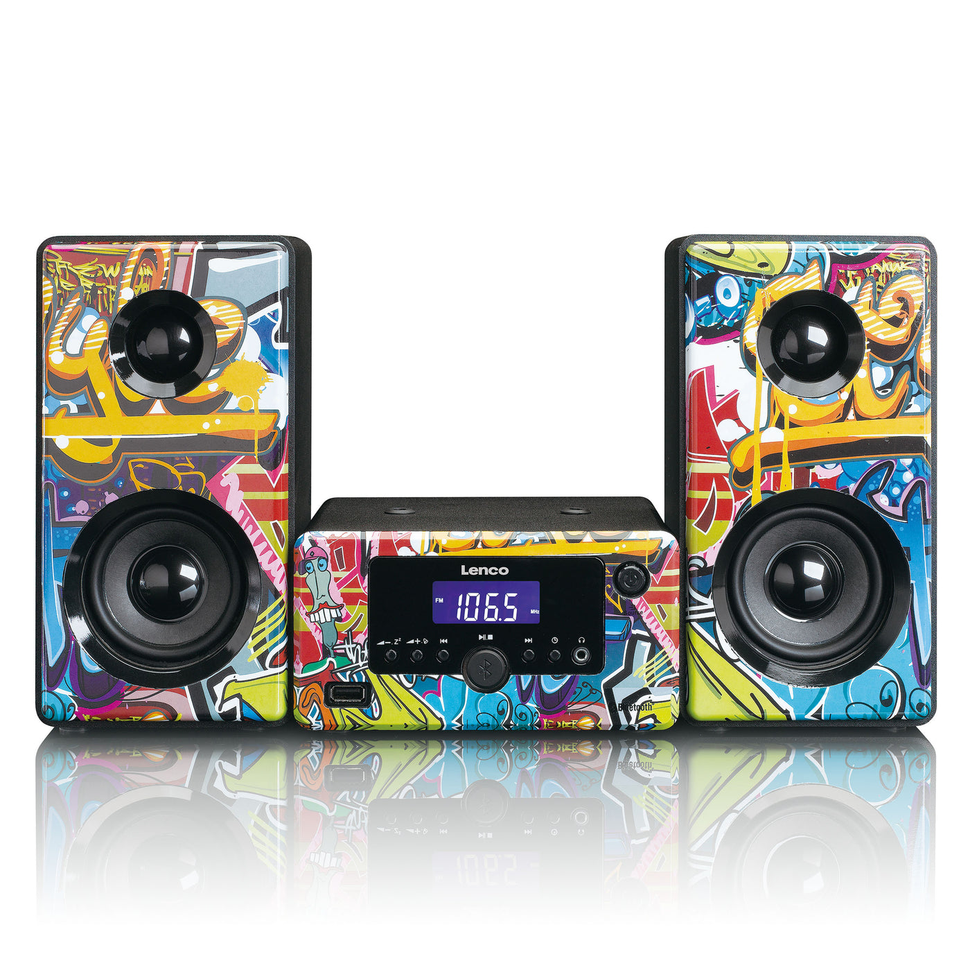 Lenco MC-020 Tags - Mikro-Stereoanlage mit FM-Radio, Bluetooth®, USB und AUX-Eingang - Tags