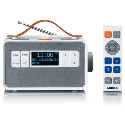 Lenco PDR-065WH - Transportables UKW-/DAB+-Radio für Senioren mit großen Tasten und „Easy Modus“-Funktion, Weiß