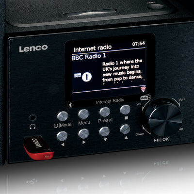 Lenco MC-250BK - Micro-Set mit Smart Radio, CD-/USB-Player, Internet, DAB+, Bluetooth® - Schwarz