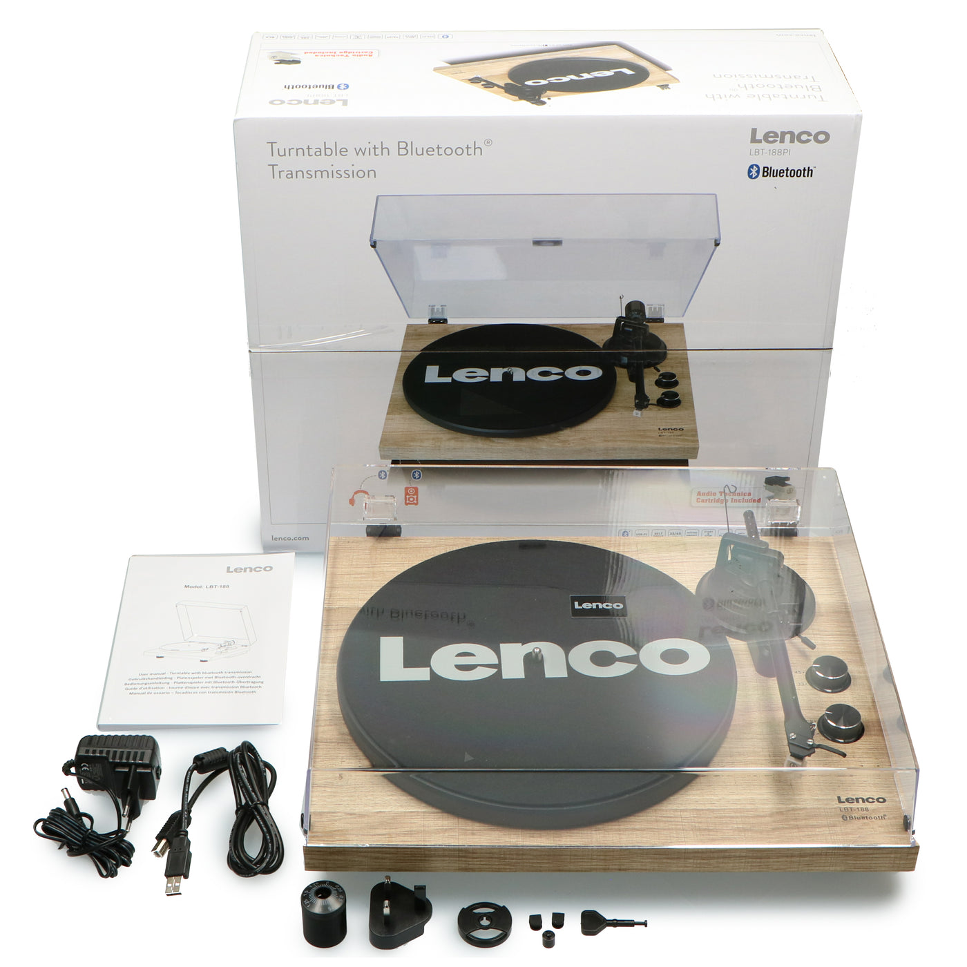 Lenco LBT-188PI - Plattenspieler mit Riemenantrieb, Bluetooth® und Anti-Skating, Holz