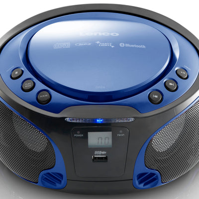 Lenco SCD-550BU - Tragbares FM-Radio mit CD/MP3-Player - Bluetooth® - USB-Anschluß - Lichteffekte - Kopfhörerausgang - Blau