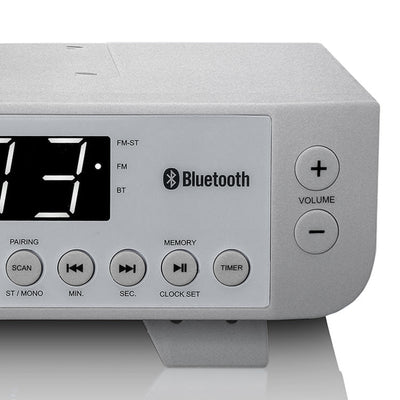 Lenco KCR-100SI - FM-Küchenradio mit Bluetooth®, LED-Beleuchtung und Timer - Silber