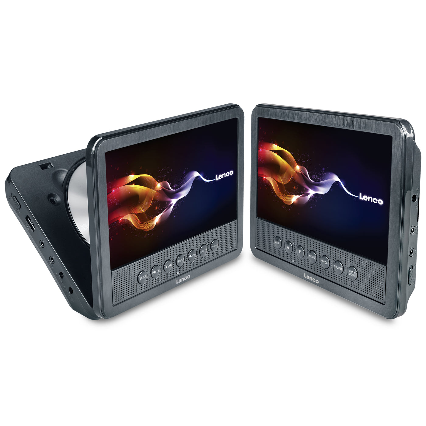 Lenco MES-212 - 7" Doppel-Bildschirm tragbarer DVD-Player mit USB - Schwarz