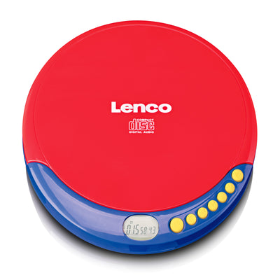 Lenco CD-021KIDS - Tragbarer CD-Player für Kinder mit Kopfhörer, wiederaufladbaren Batterien und integriertem Schallschutz - Mehrfarbig