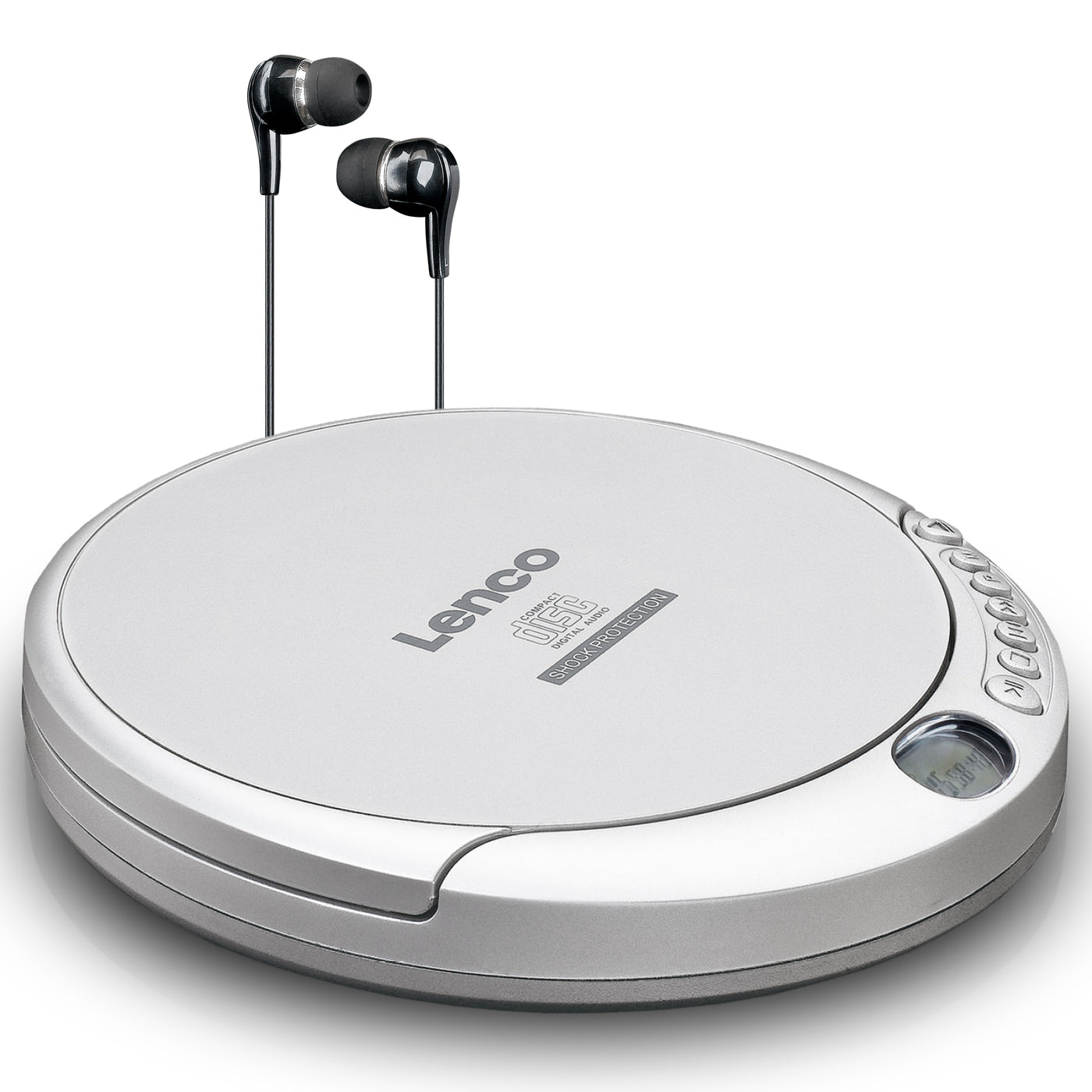 Lenco CD-201SI - Tragbarer CD-Player mit Anti-Schock - Hörbuchfunktion - Akku-Aufladefunktion - Silber