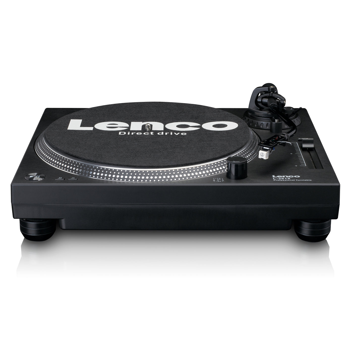 Lenco L-3818 Plattenspieler mit Direktantrieb - DJ Plattenspieler - Pitch Control - 33 und 45 U/min - Stereo Vorverstärker - USB - RCA Line-Out - Digitalisierung via PC - Schwarz
