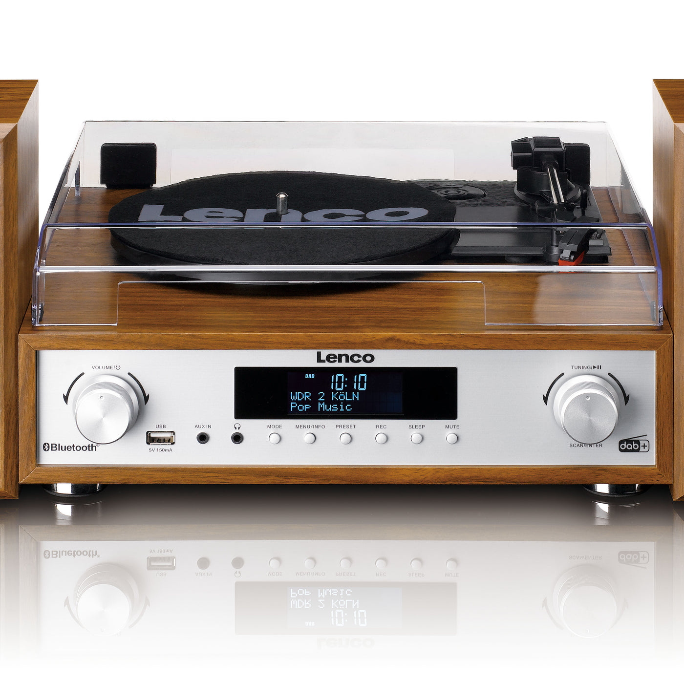 Lenco MC-160WD - HiFi Stereoanlage mit Plattenspieler, DAB+/FM-Radio und Bluetooth® - Holz