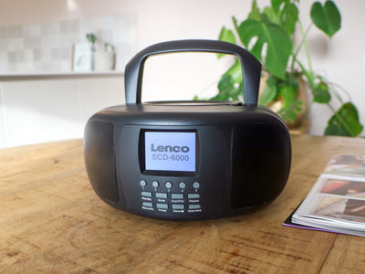 Lenco SCD-6000BK - Tragbares Internetradio mit DAB+/FM, Bluetooth®, CD-Player und großem LCD-Farbdisplay - Schwarz