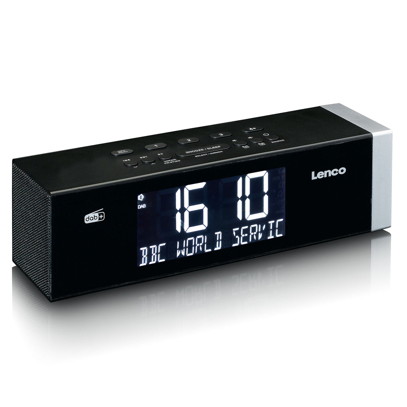 Lenco CR-640BK - Stereo FM-Radiowecker mit funkgesteuerter Uhr und AUX-Eingang - Weiß