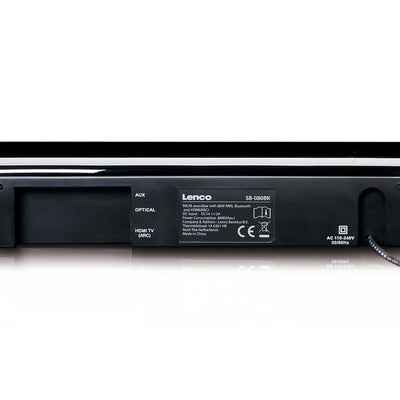 Lenco SB-080 - 90 cm Soundbar mit Bluetooth® - 80 Watt RMS - Eingebauter Subwoofer - USB-Eingang- HDMI (ARC) - Optischer Eingang - Schwarz