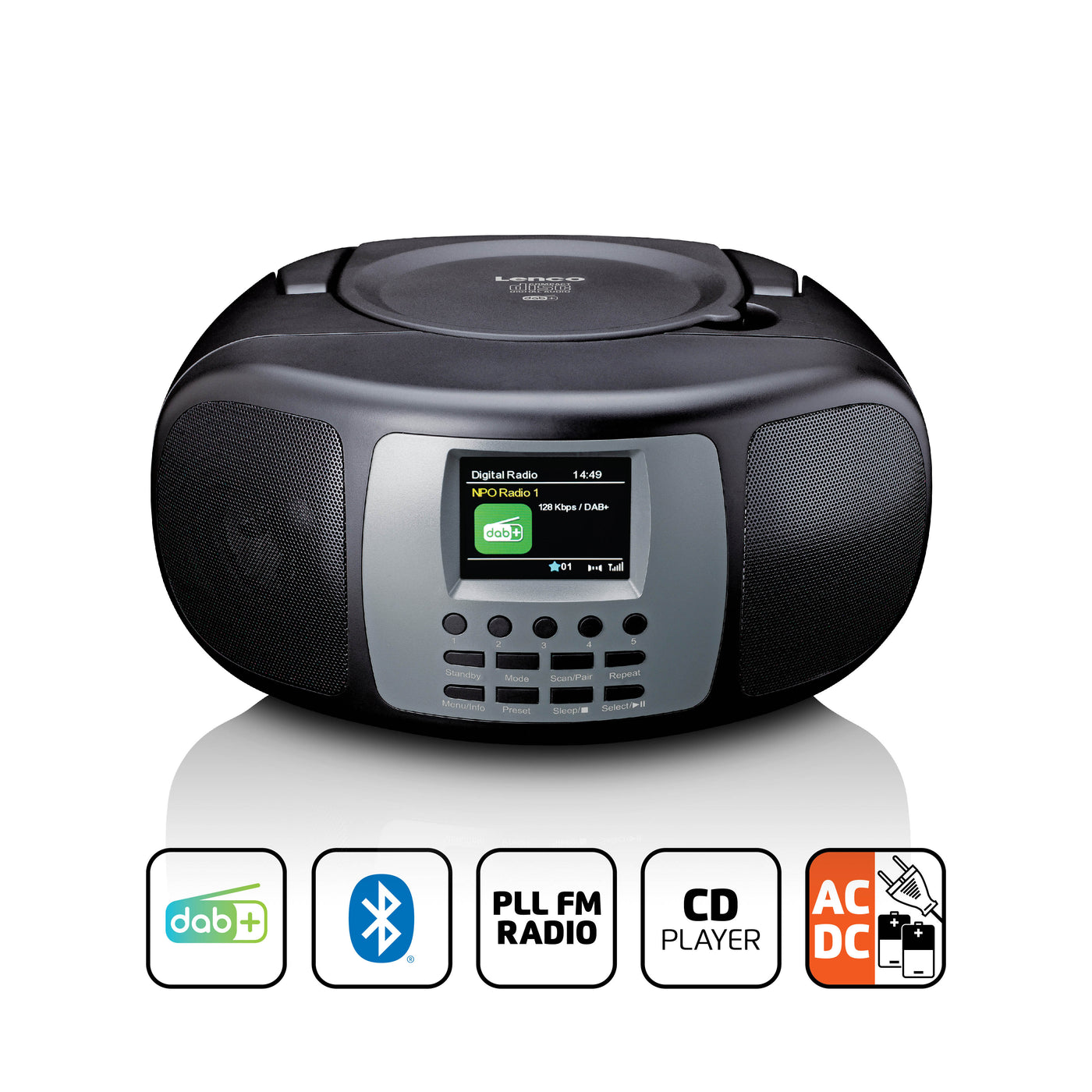 Lenco SCD-860BK - Tragbares DAB+/FM-Radio mit Bluetooth®, CD-Player und großem LCD-Farbdisplay - Schwarz