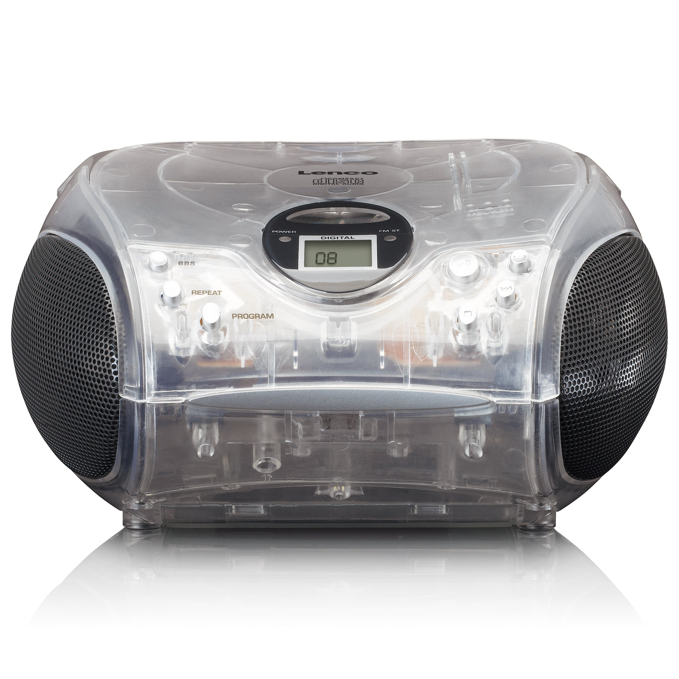 Lenco SCD-24TR - Tragbares FM-Radio mit CD-Player - Kopfhöreranschluß - Transparent