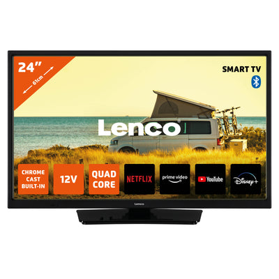 Lenco LED-2463BK - 24-Zoll Android-Smart-TV mit 12-V-Kfz-Adapter, schwarz