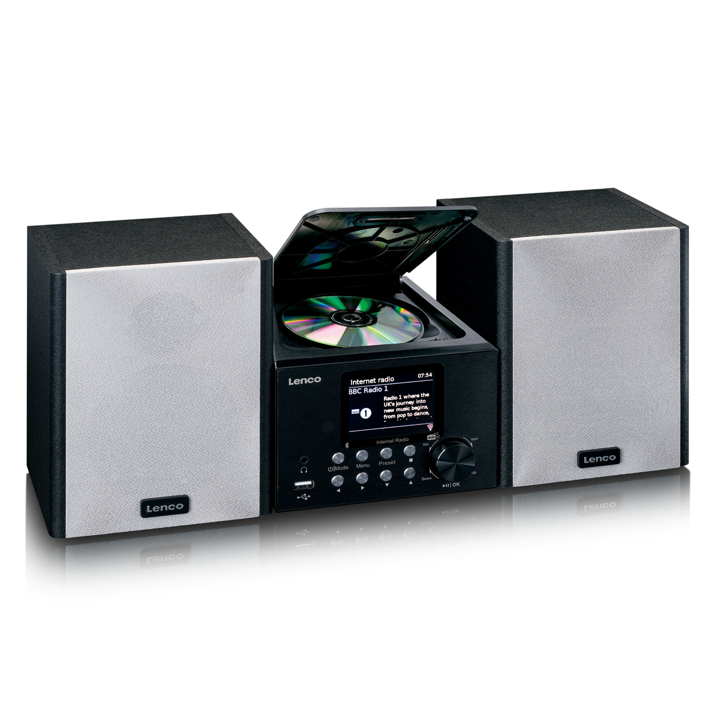 Lenco MC-250BK - Micro-Set mit Smart Radio, CD-/USB-Player, Internet, DAB+, Bluetooth® - Schwarz