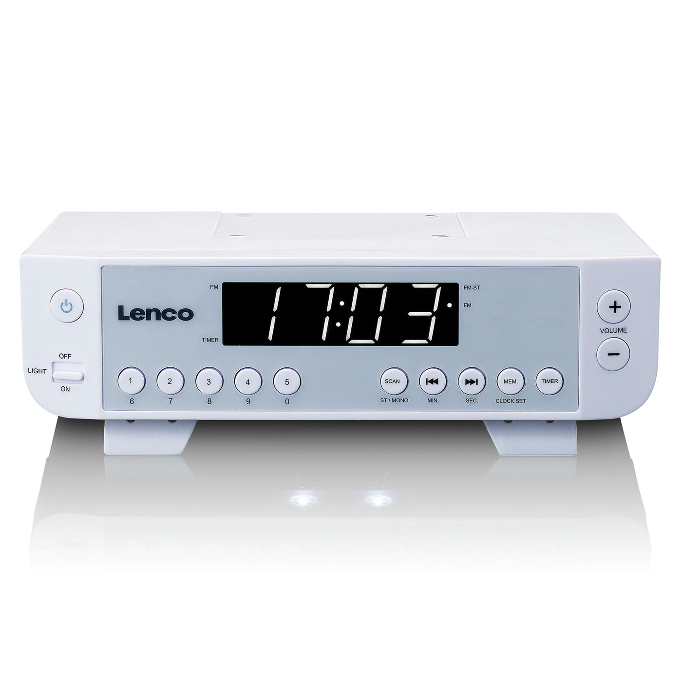 Lenco KCR-11WH Tragbares Radio mit LED-Beleuchtung und Timer