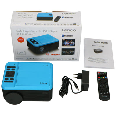 Lenco LPJ-500BU - LCD-Projektor mit DVD-Spieler - Bluetooth® - Bis zu 250 cm Projektionsgröße - USB-Eingang - SD-Kartenleser - Blau/Schwarz