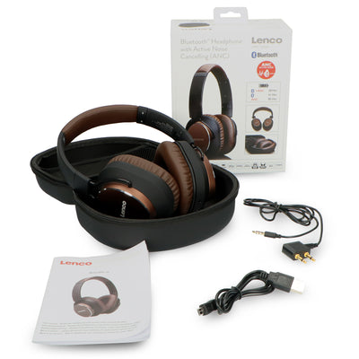 Lenco HPB-730BN - Bluetooth® Kopfhörer mit Active Noise Cancelling (ANC) - Braun