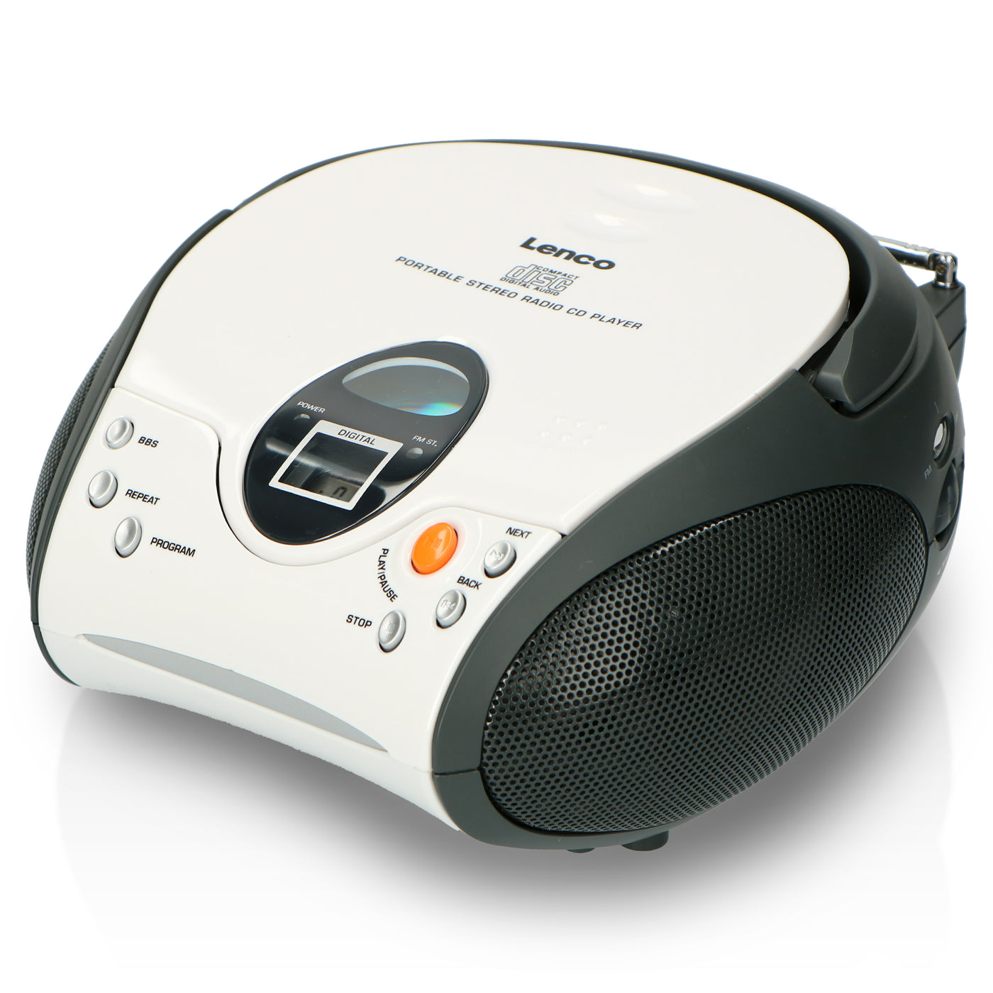 Lenco SCD-24 white - Tragbares FM-Radio mit CD-Player - Kopfhöreranschluß - Weiß