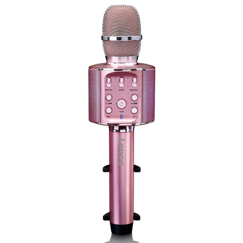 Lenco BMC-090PK - Karaoke Mikrofon mit Bluetooth® - 5 Watt RMS Lautsprecher - Integrierter Akku - Lichteffekte - Handyhalter - USB/SD - Pink