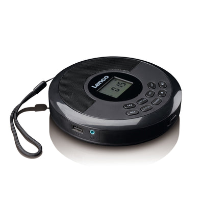 Lenco CD-340BK - Tragbarer CD-/MP3-Player mit Bluetooth und integrierten Lautsprechern - Schwarz