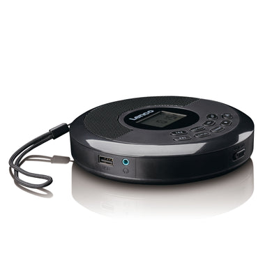 Lenco CD-340BK - Tragbarer CD-/MP3-Player mit Bluetooth und integrierten Lautsprechern - Schwarz