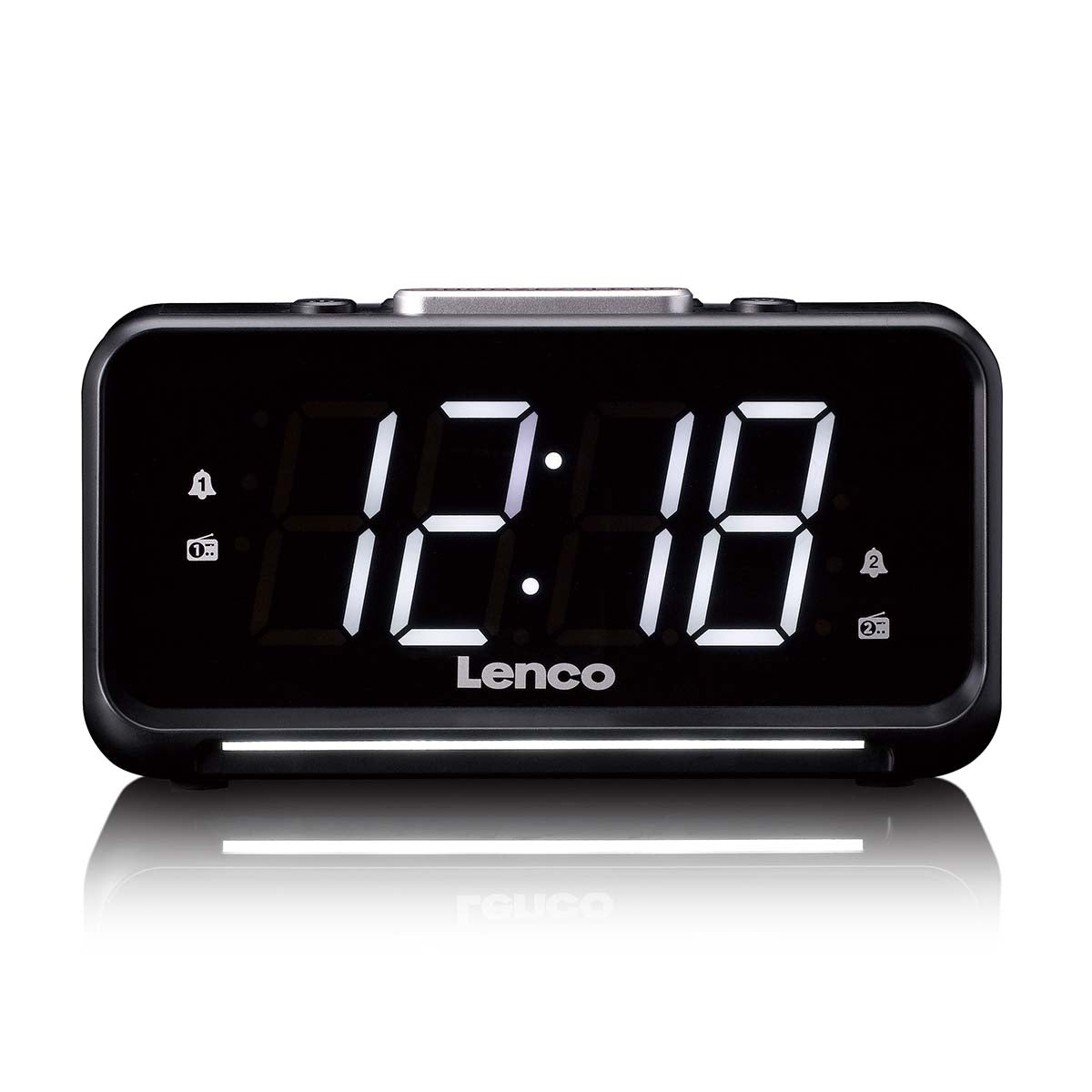 Lenco CR-28BK - Radiowecker mit manueller Dimmfunktion, Nachtlicht und hellem LED-Display - Schwarz