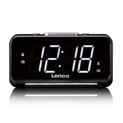 Lenco CR-28BK - Radiowecker mit manueller Dimmfunktion, Nachtlicht und hellem LED-Display - Schwarz