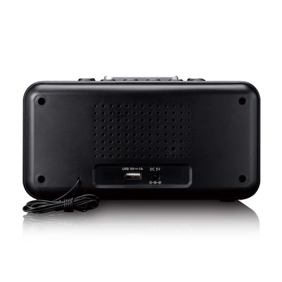 Lenco CR-28BK - Radiowecker mit manueller Dimmfunktion, Nachtlicht und hellem LED-Display - Schwarz