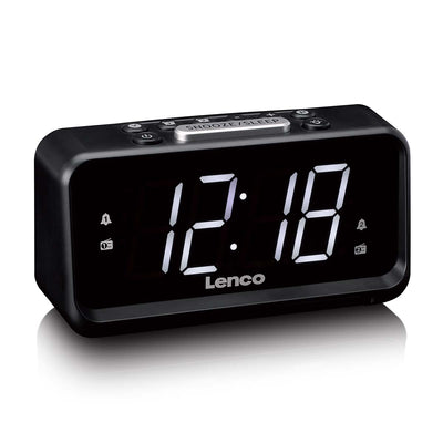 Lenco CR-28BK - Radiowecker mit manueller Dimmfunktion, Nachtlicht und hellem LED-Display - Schwarz