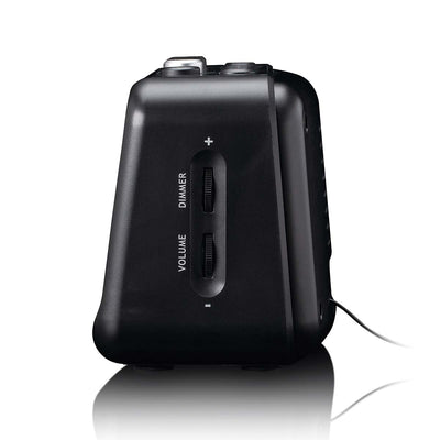 Lenco CR-28BK - Radiowecker mit manueller Dimmfunktion, Nachtlicht und hellem LED-Display - Schwarz