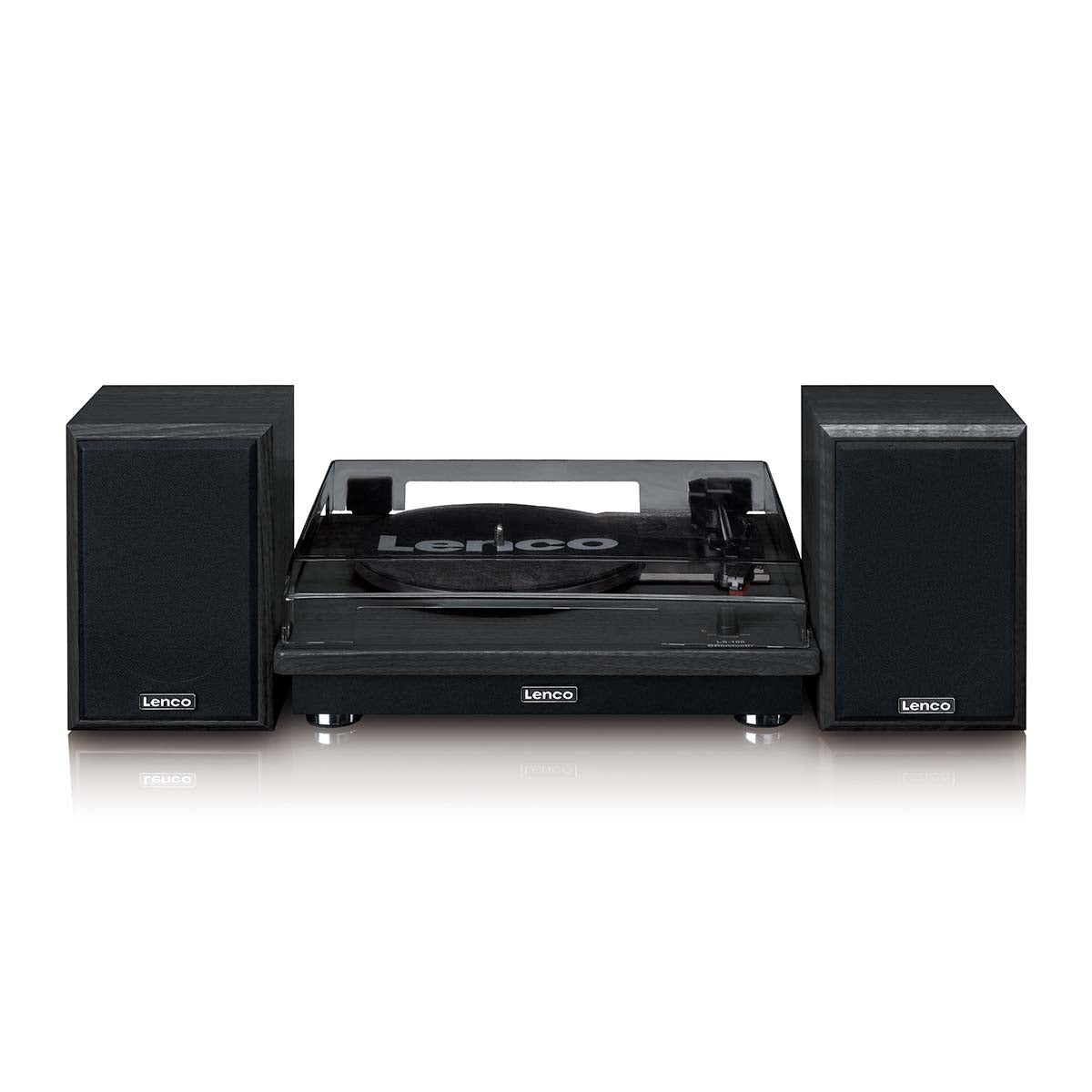 Lenco LS-100BK - Plattenspieler mit Bluetooth® Empfang und zwei externen Lautsprechern - Schwarz