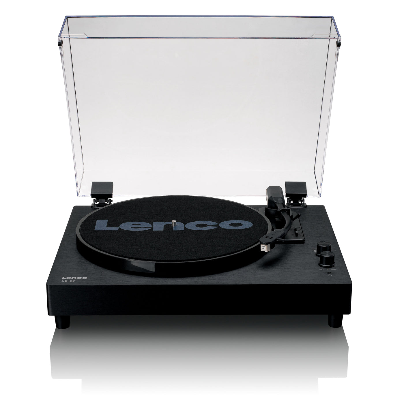 Lenco LS-60BK - Plattenspieler aus Holz mit Bluetooth und integrierten Lautsprechern - Schwarz