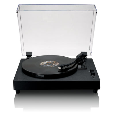 Lenco LS-60BK - Plattenspieler aus Holz mit Bluetooth und integrierten Lautsprechern - Schwarz