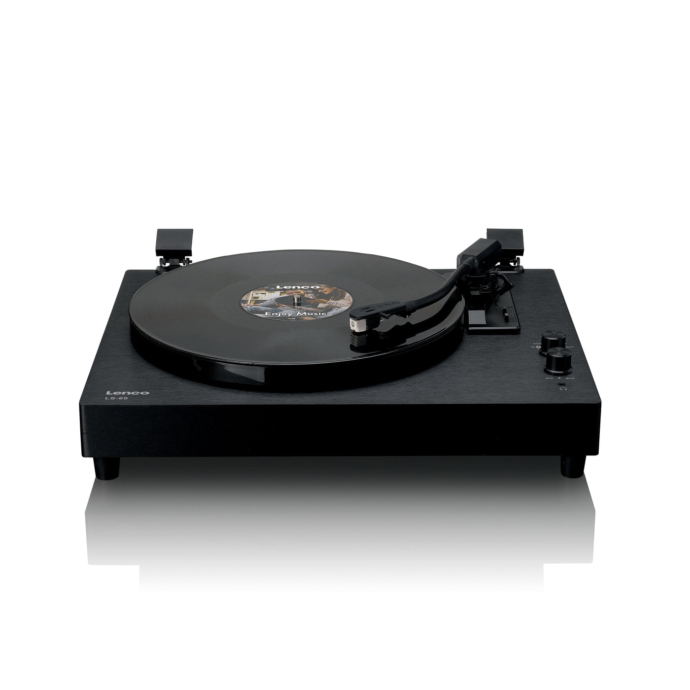 Lenco LS-60BK - Plattenspieler aus Holz mit Bluetooth und integrierten Lautsprechern - Schwarz