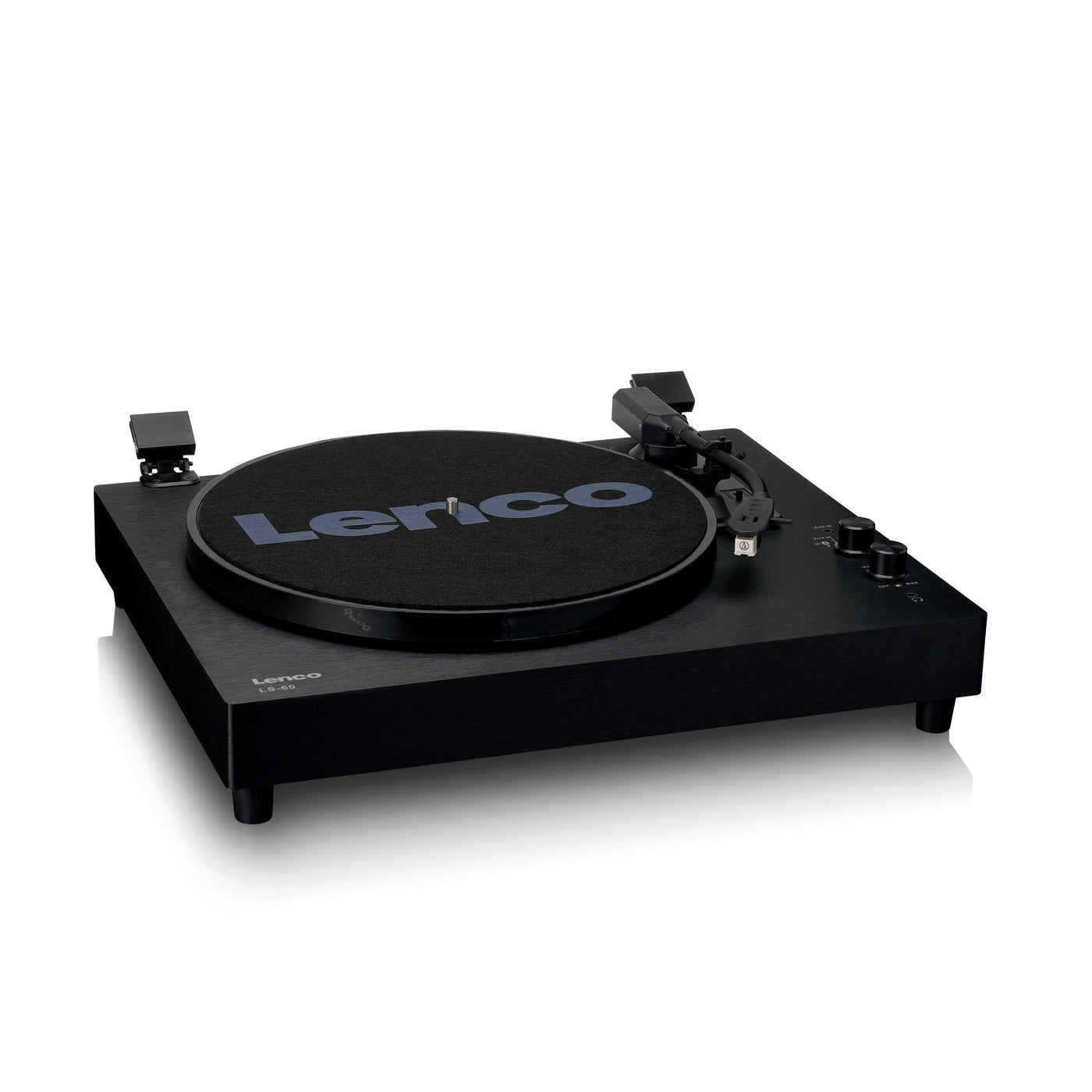 Lenco LS-60BK - Plattenspieler aus Holz mit Bluetooth und integrierten Lautsprechern - Schwarz